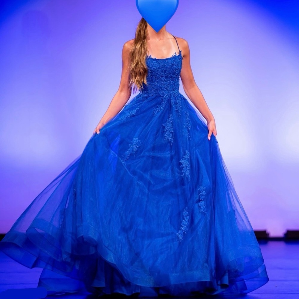 La Femme A-line Tulle Gown with Floral Embroidery and Pockets